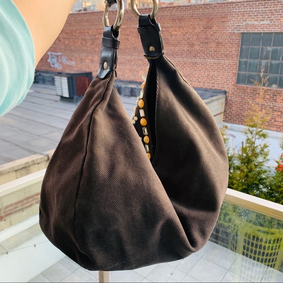 Chloe Beaded Studded Heavy Leather Big Hobo Slouchy Bag - Picture 9 of 16